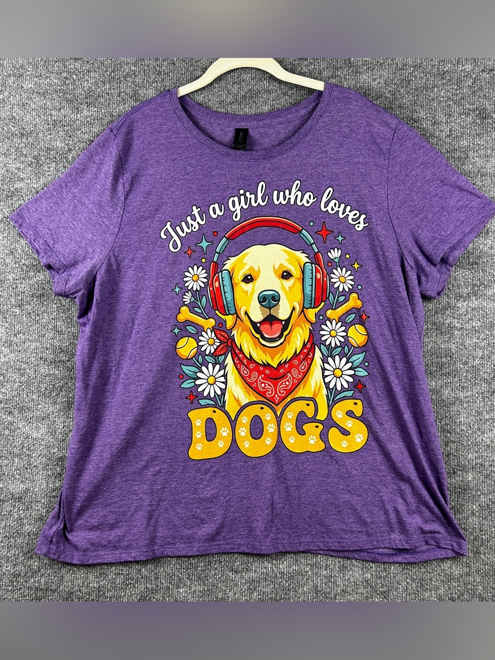 Gildan Heather Purple Just a Girl Who Loves Dogs Graphic T-Shirt Size 3X Dog Mom